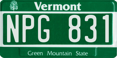 VT license plate NPG831