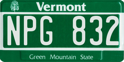 VT license plate NPG832