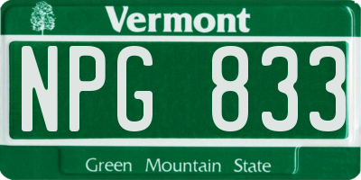 VT license plate NPG833