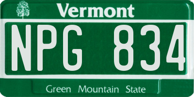 VT license plate NPG834