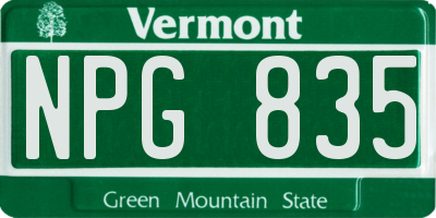 VT license plate NPG835