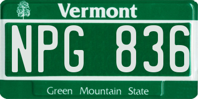 VT license plate NPG836