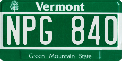 VT license plate NPG840
