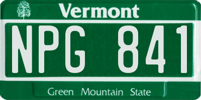 VT license plate NPG841