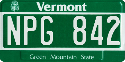 VT license plate NPG842