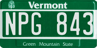 VT license plate NPG843