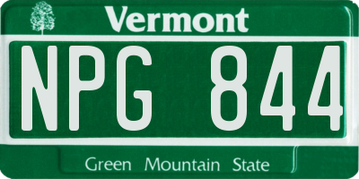 VT license plate NPG844