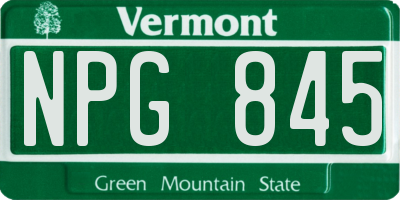 VT license plate NPG845