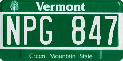 VT license plate NPG847