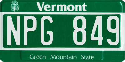 VT license plate NPG849