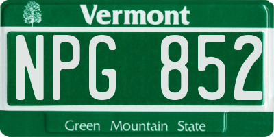 VT license plate NPG852
