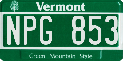 VT license plate NPG853