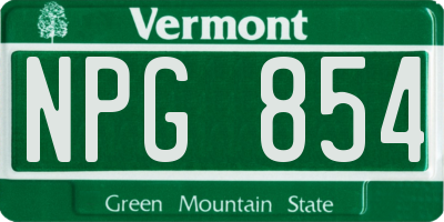 VT license plate NPG854