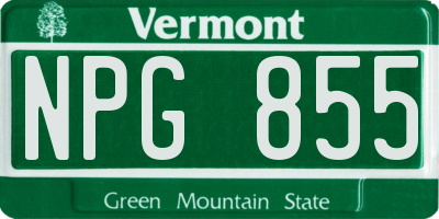 VT license plate NPG855