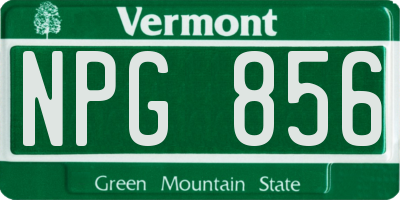 VT license plate NPG856