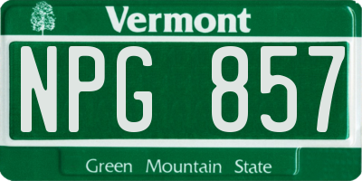 VT license plate NPG857