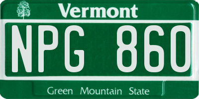 VT license plate NPG860
