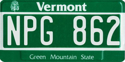 VT license plate NPG862