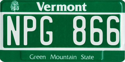 VT license plate NPG866