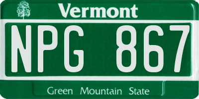 VT license plate NPG867