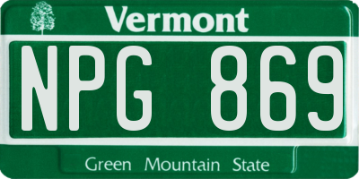 VT license plate NPG869