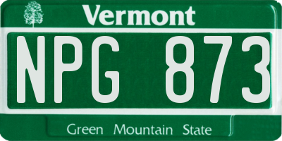 VT license plate NPG873
