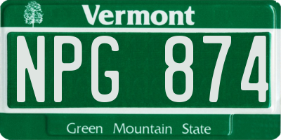 VT license plate NPG874