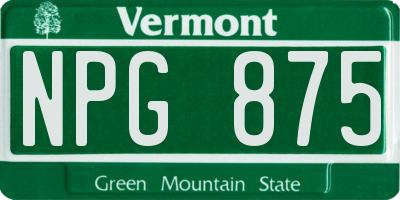 VT license plate NPG875