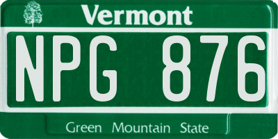 VT license plate NPG876
