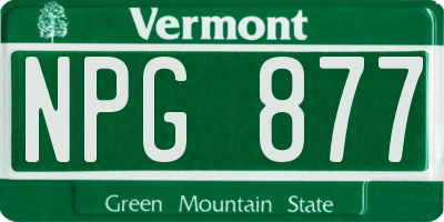 VT license plate NPG877