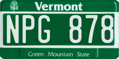 VT license plate NPG878
