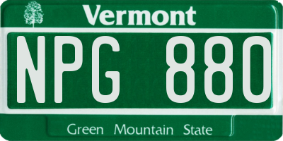 VT license plate NPG880