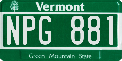VT license plate NPG881