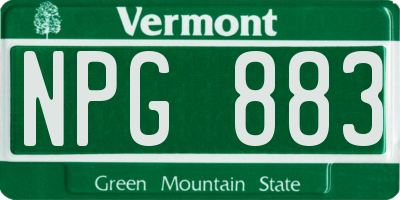 VT license plate NPG883