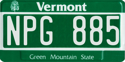 VT license plate NPG885