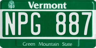 VT license plate NPG887