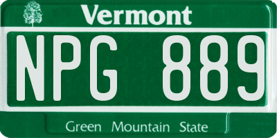 VT license plate NPG889