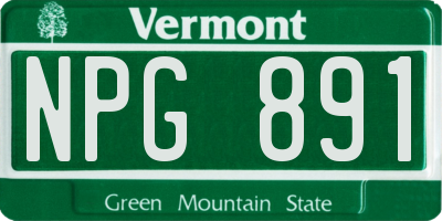 VT license plate NPG891