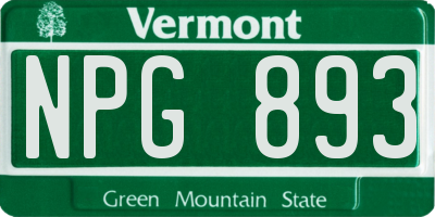 VT license plate NPG893