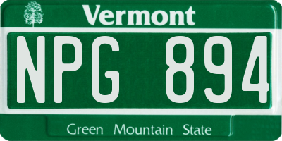 VT license plate NPG894