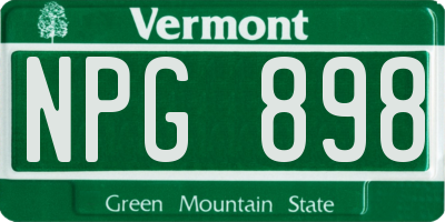 VT license plate NPG898
