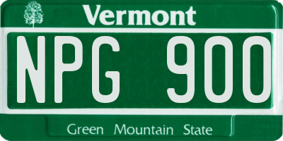VT license plate NPG900