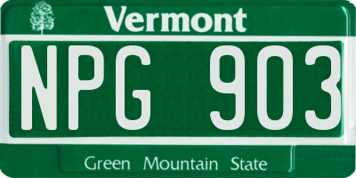VT license plate NPG903