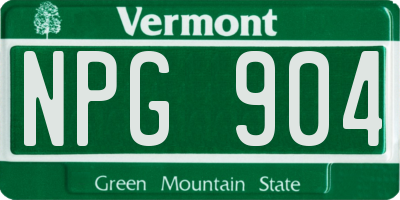 VT license plate NPG904