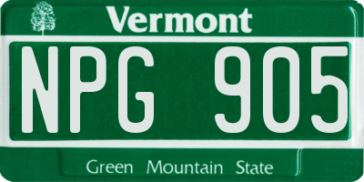 VT license plate NPG905