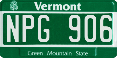 VT license plate NPG906