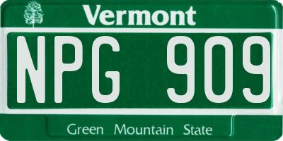VT license plate NPG909