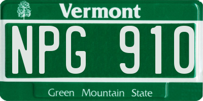 VT license plate NPG910