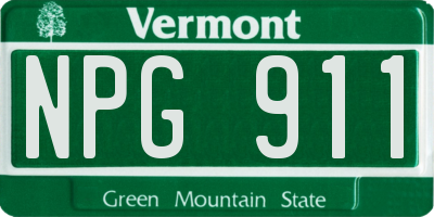 VT license plate NPG911