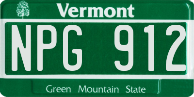 VT license plate NPG912